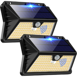 Solar Lights for Outdoors with Motion Sensor, Pack of 185 LED 3 Modes Solar Lights for Outdoors IP65 Waterproof, LED Outdoor Wall Lights for Wall Light, Garden, Yard, Garage, House Doors (Cool White) (Warm White, 2 Pieces)