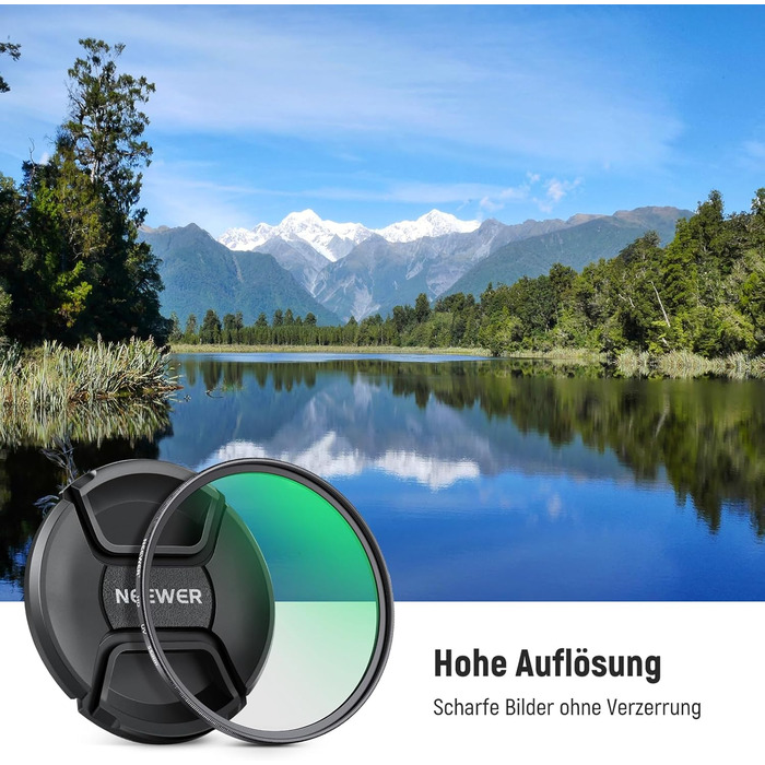 Фільтр NEEWER MC UV 55mm з кришкою об'єктива, захисне скло HD, водонепроникний, стійкий до подряпин, ультратонкий алюмінієвий корпус