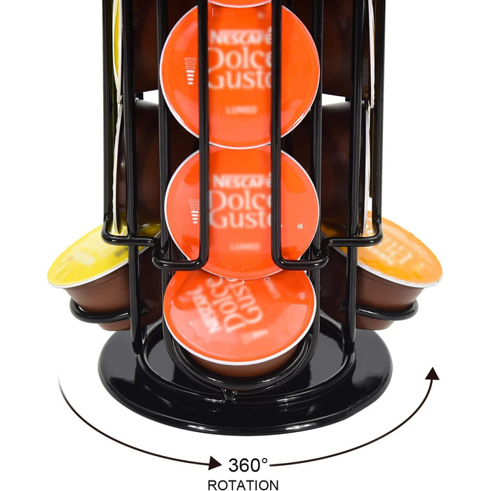 Тримач для капсул кави Dolce Gusto SYSYLY DG24 – чорний, на 24 капсули, обертається, з неслизькою основою