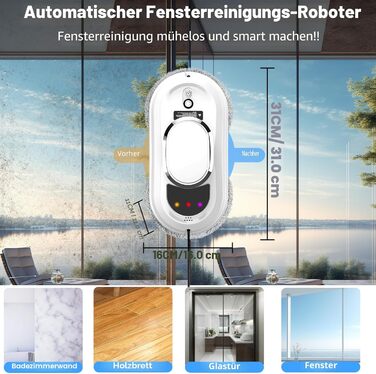Робот для миття вікон Fensterputzroboter 5600Pa з пультом, 3 режимами, накладками (10 шт) для гладких поверхонь