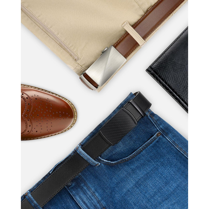 Чоловічий шкіряний ремінь LAKIDAY з автоматичною застібкою, 35 мм, чорний, регульований, 125 см