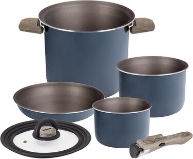 Набір кухонного посуду Brunner Camping HOHES Alu (каструлі та сковорідки) для 2-4 особи. Легкий, покритий, високоякісний, стакесний. Діаметр 18, 20, 22 см. Vakublock.