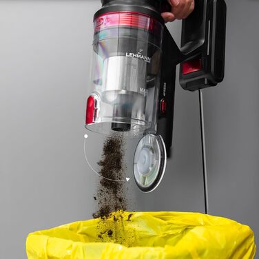 Акумуляторний пилосос LEHMANN 3-в-1: бездротовий, з HEPA-фільтром, LED-щіткою, для прибирання шерсті тварин, килимів та авто. Час роботи: 45 хв, об'єм контейнера: 1,8 л.