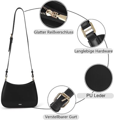 Сумка жіноча TIAASTAP Hobo Bag Y2K чорна, маленька сумка на плече з PU шкіри для дівчат-підлітків