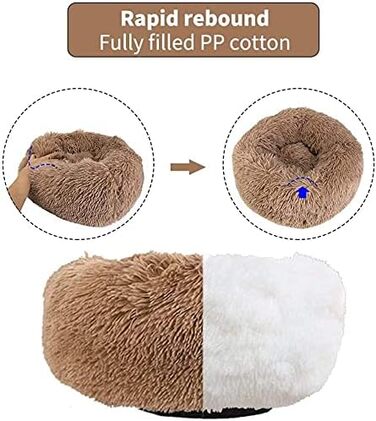 М'яке ліжко для собак Haoye, круглі подушки для домашніх тварин, ліжко для котів та собак, донат, м'яке ліжко для собак, для котів та собак (діаметр 50-120 см / 7 розмірів), діаметр 60 см (колір коричневий, діаметр 120 см)
