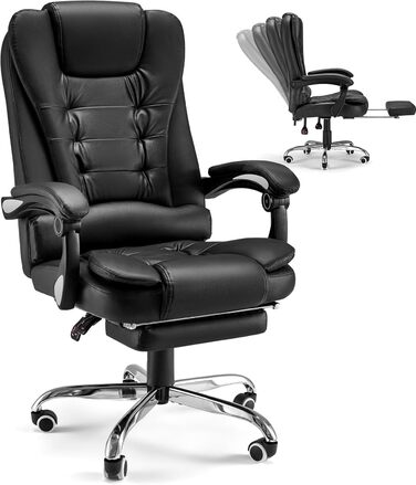 Крісло YODOLLA для офісу, 200 кг, ергономічне, з регульованою спинкою, комп'ютерне, з підніжкою, чорне