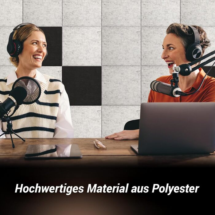 Акустичні панелі TONOR самоклеючі, квадратні звукопоглинаючі плити з поліестеру 30x30x0,9 см, 18 шт, сірі — шумоізоляція для стін, стелі та дверей
