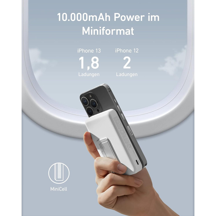 Anker Power Bank 10000mAh Магнітний, бездротовий, для iPhone 13/12 (білий)