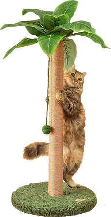 84 cm Scratching Posts Cute Cat Scratcher Kitten Scratch Tree with Sisal Rope for Indoor Cats Palm Cat Scratching Tree with Dangling Balls for Small Cats