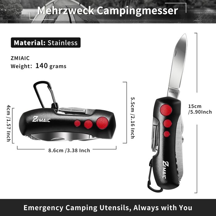 Швейцарський мультитул Taschenmesser: 15 функцій, для кемпінгу та надзвичайних ситуацій (Champagner, Зелений/Чорний)