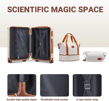 Чемодан Joyway ABS з жорсткою обшивкою, ручний багаж 56 см з TSA замком, відсіком для напоїв та стійким до тиску каркасом, білий