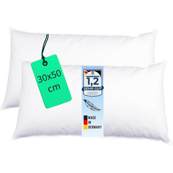 Подушка для дивана Luxusfeder 30x50 см, наповнювач пухова суміш, 400 г, чохол 100% бавовна, сертифікат Öko-Tex