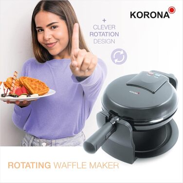 Вафельниця Korona Party з діаметром 18 см, 1000 Вт, автоматичне регулювання температури, червона (41004)