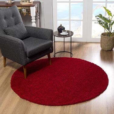 Килимок для вітальні Impression - екологічний сертифікований килим, суцільний колір, розмір 80x150 (Червоний, діаметр 120 см)