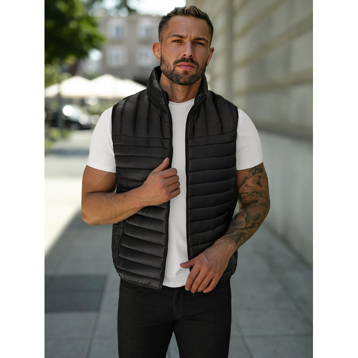 Чоловіча степкова жилетка OZONEE з капюшоном, чорна, артикул 777/892KA