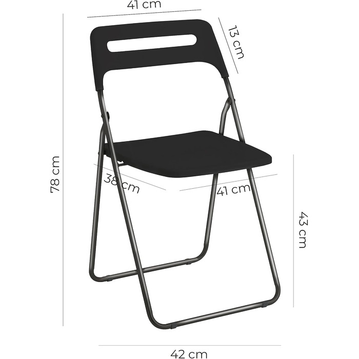 Складаний стілець Baroni Home для дому та вулиці, сталевий каркас, білий, 42x38x78 см