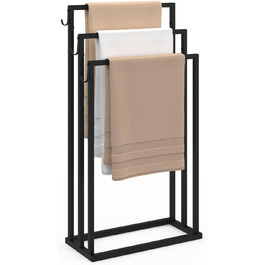 Тримач для рушників на стійці 3 яруси Dallas, метал, чорний, індустріальний дизайн