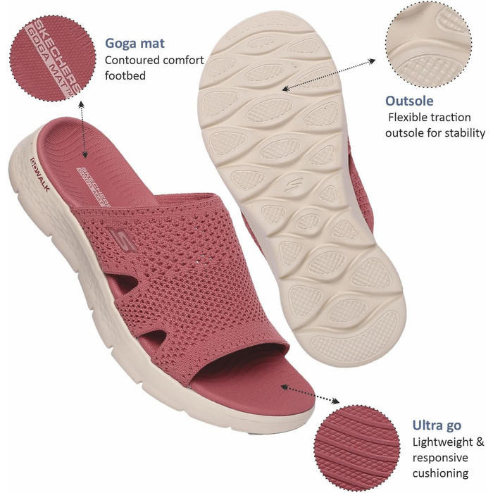 Сандалі жіночі Skechers On-the-Go Walk Flex Elation Mauve текстильні 40 EU
