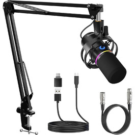 Мікрофон Socodox XLR/USB з кріпленням, для стрімінгу, подкастів, запису, геймінгу. З шумозаглушенням та регулятором гучності