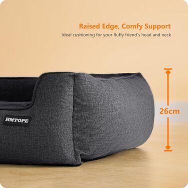 HMTOPE Dog Bed, Dog Sofa, Dog Cushion, Dog Basket, Detachable and Washable, Dark Grey, 110 x 86 x 26 cm
