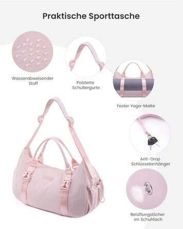 Спортивна сумка LOVEVOOK для фітнесу, йоги, подорожей (30L, світло-рожевий)