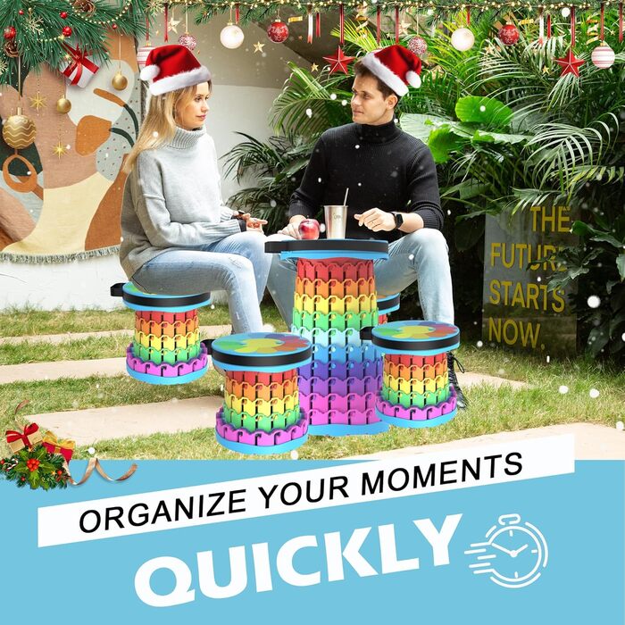 Тeleskopний складаний стілець для кемпінгу, риболовлі, подорожей та відпочинку на природі. Міцний, з вагою до 280 кг, колір: сонячно-зелений (26x26x46 см)