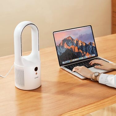 Безлопатевий вентилятор VEVOR 330 мм, портативний USB-вентилятор, 6 режимів, тихий, з LCD-дисплеєм, для дому, офісу, дитячої кімнати