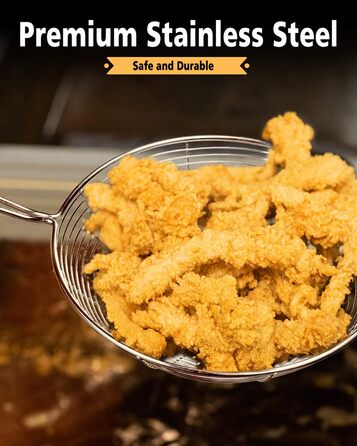 Набір сит-шумовок для кухні, 3 шт. з нержавіючої сталі, 19.5/17.5/13.5 см, з довгим руків'ям, для приготування та смаження, підходить для миття в посудомийній машині