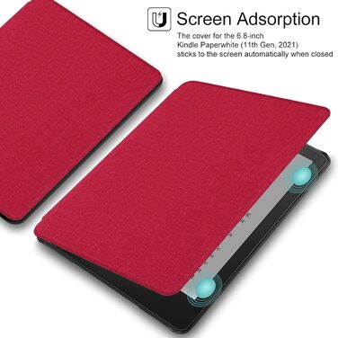 Чохол WALNEW для Kindle Paperwhite 11 (M2L3EK, M2L4EK), червоний, з авто-вимиканням