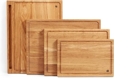 Edelding Cutting and Serving Board made of high-quality oak, 40 x 30 cm in size, with a juice groove and tablet holder | Antibacterial kitchen board | Serving board, breakfast board, solid wood board