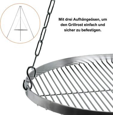 Німецький гриль-рошток з нержавіючої сталі AISI 201, діаметр 60 см. Круглий рошток для гриля, мангалу та вогнища. Харчовий, стійкий до корозії, гладка поверхня, легко миється.