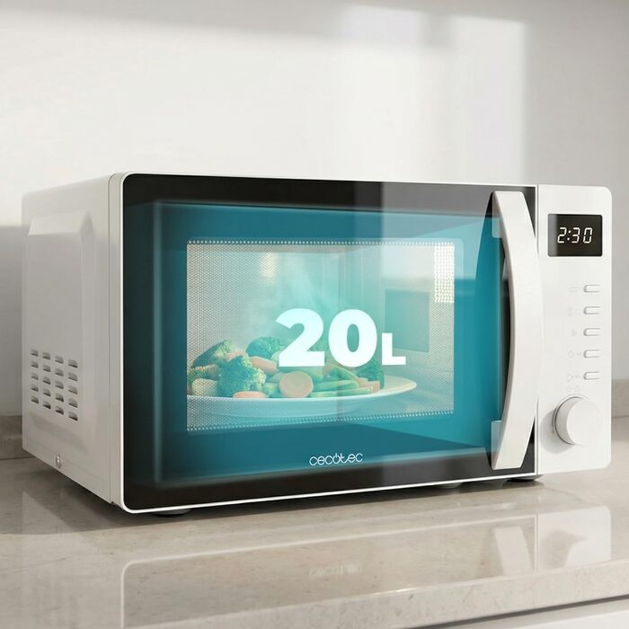Мікрохвильова піч Cecotec Proclean 5105 біла, 20 л, з грилем, технологією 3DWave та функцією розморожування