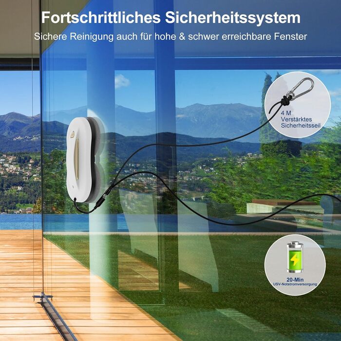 Робот для миття вікон Fensterputzroboter W3 Gold з функцією подвійного розпилення та пультом ДУ для внутрішніх та зовнішніх вікон, для висотних будівель, комплект з 10 серветками