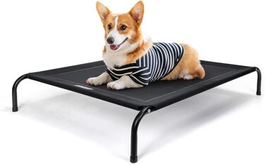 Підвищене собаче ліжко Nobleza Hundeliege Outdoor, M, 105x80x20 см, для відпочинку на вулиці та кемпінгу, чорне