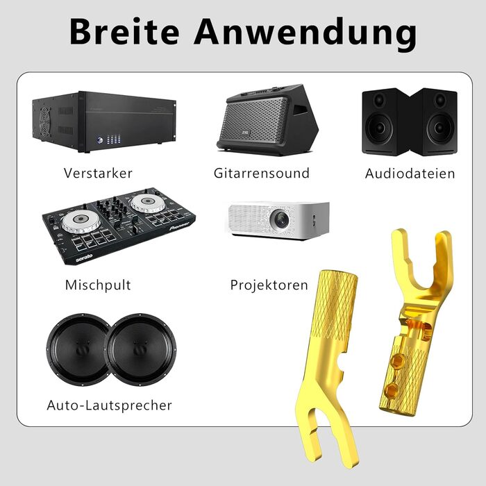 Комплект позолочених роз'ємів-вилок для акустичних кабелів Monosaudio SY1508G, чиста мідь, для кабелів 8-20AWG (до 4мм), 8 шт.