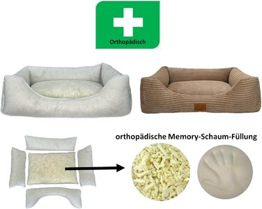 Ортопедичне ліжко для собак Elropet з м'якого корду, кошик для собак, XS/S/M/L/XL/XXL, Оливковий, Капучино