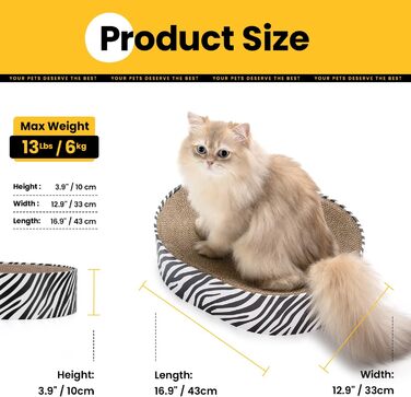 Кігтеточки для котів Conlun 2 в 1: овальні кігтеточки-ліжка, з мискою, з гофрокартону (43x33x10 см)