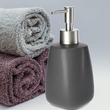 Дозатор для мила KADAX: керамічний диспенсер для мила, рідкого мила, мийного засобу та лосьйонів (антрацит)