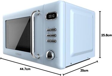 Мікрохвильова піч Cecotec Proclean 5110 Retro Blue, 20 л, 700 Вт, мікрохвильова піч з грилем, 8 програм, таймер 60 хв, розморожування, блакитний колір, захист від дітей