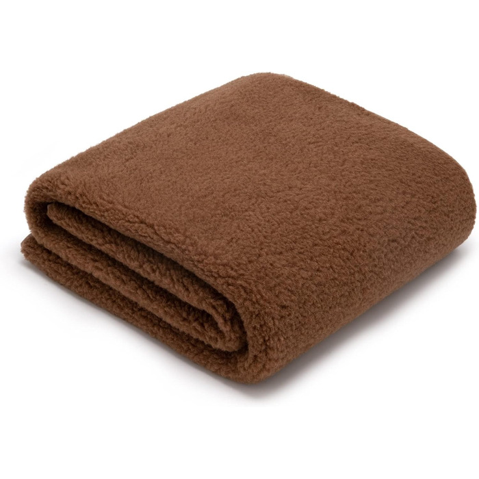 Плед з мериносової вовни, 240x200 см - теплий та м'який плед з 100% вовни мериноса, великий та пухнастий, вага 500 г/м², дихаючий матеріал, коричневий