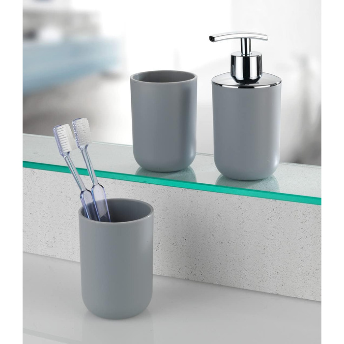 Дозатор для мила WENKO Brasil Grau - 0.32 л, сірий, пластик (TPE), 7.3 x 16.5 x 9 см