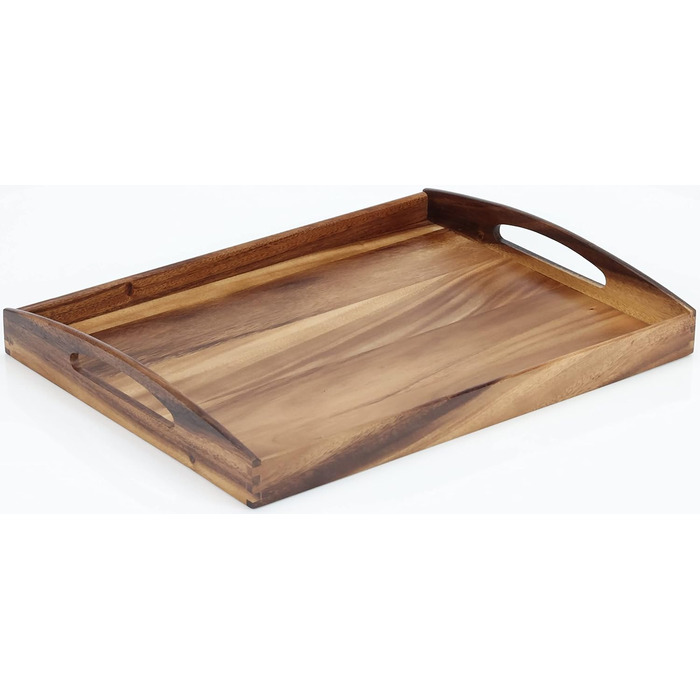 Zassenhaus Serving Tray Wood | 53×41×7cm | Tea Tray & Breakfast Board Wood | 2-Piece Set | Made from Sustainable Acacia | Snack Board | Easy to Clean | Robust | 28 x 20 cm