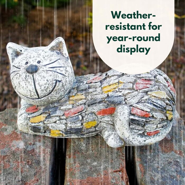 Garden Mile Unique Outdoor Garden Figure Made of Artificial Resin, Cat Statue with Traditional Stone Effect, Weatherproof and Eye-Catching, Garden Sculptures and Statues for Pond, Terrace and…