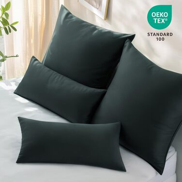 Комплект постільної білизни RUIKASI з бавовни 4-х частинний сірий - комплект постільної білизни з ремінцем, двоколірні комплекти 2 шт. (Антрацит та світло-сірий) 40x80 см