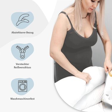 Подушка для сну Tottsy Baby Seitenschläfer - 190 см для сну на боці, вагітним та годуючим, з чохлом Oeko-Tex, принт у крапочку на сірому кольорі
