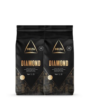 Кава в зернах Delta Cafés Diamond, інтенсивність 12, суміш арабіки з нотками меду та стиглих фруктів, 2 кг (2 пакети по 1 кг)
