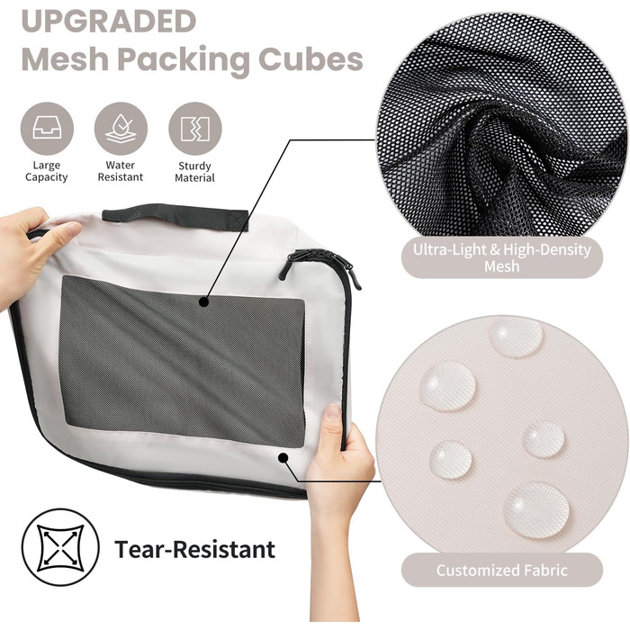 Органайзери для валізи Prezon, набір 8 шт., легкі, для подорожей, кремового кольору