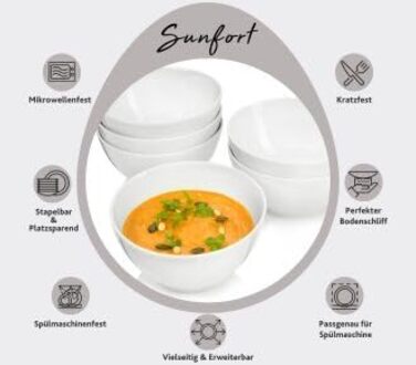 Супові миски Sänger Sunfort, 6 шт, порцеляна, 800 мл, глибокі тарілки, набір преміум-класу