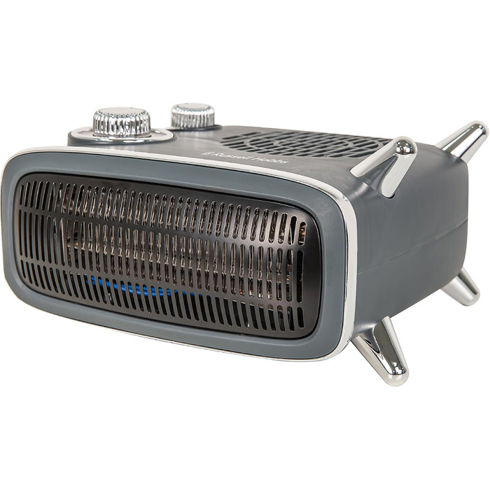 Тепловий вентилятор Russell Hobbs Retro RHRETHFH1001G, 1800 Вт, з термостатом та 2 режимами нагріву, сірий (до 20 м²)