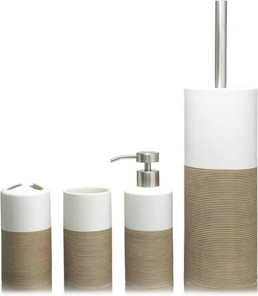 Набір для чищення унітазу Sealskin Doppio з натурального порцеляну, з алюмінієвою ручкою, без свердління, колір пісок, ручна робота